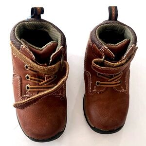 Brown Kids Boots Velcro tightener